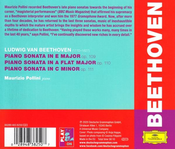 CD hátlapja. Piros, fehér és fekete. Szöveg a hátoldalon. Beethoven látható az oldalon.