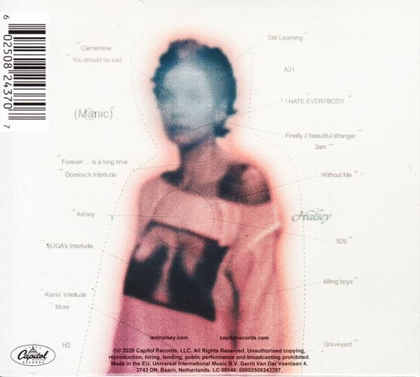 Albumcover. Verschwommenes Bild einer Person mit Textüberlagerung: Albumtitel, Titelliste, Künstlername und Informationen zum Label.