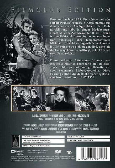 DVD-Cover, Filmplakat für "Katia". Szene mit Mann und Frau, schwarz-weiß.