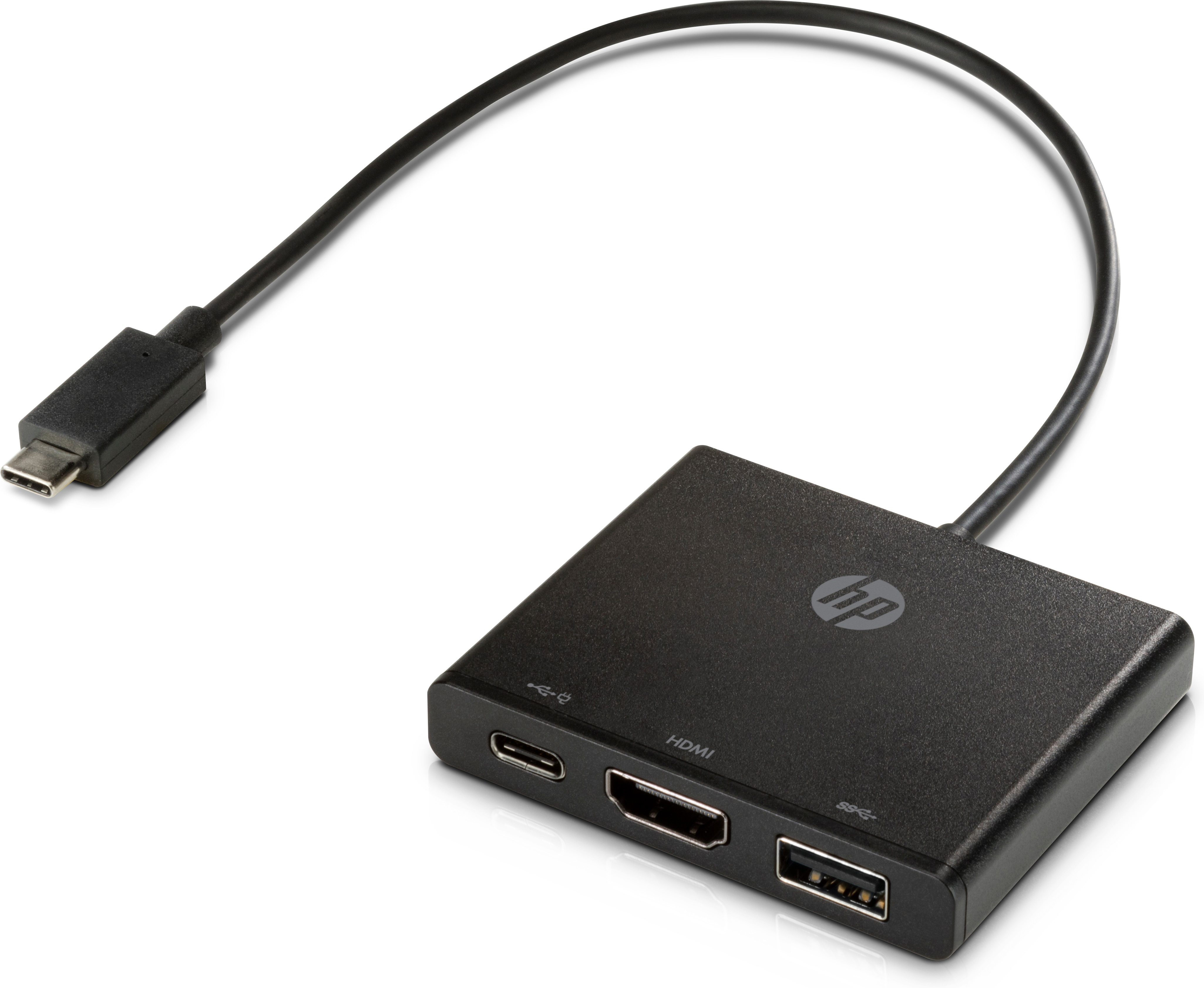 HP USB-C-zu-HDMI/USB 3.0/USB-C Adapter, Schwarz