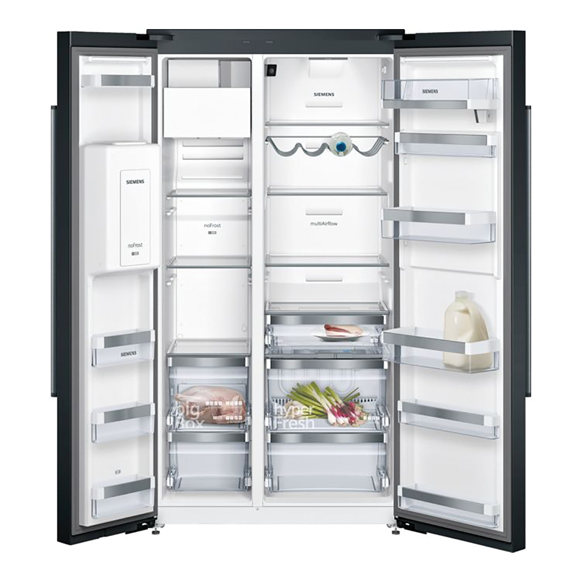 Frigorífico americano - Siemens KA92DHXFP, 540 l, 173 l, 367 l, No Frost, Independiente, 42 dB, Negro