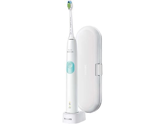 PHILIPS SONICARE ProtectiveClean 4300  HX6807/28 Inkl. Etui - Elektrische Schallzahnbürste (Mintfarbe, Weiss)