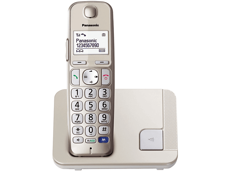 Telefono Inalambrico Panasonic kxtge210spn gente mayor kxtge210sp dect oro 210spm con manos libres teclas grandes bloqueo identificador llamada fijo lcd agenda 100 modo eco compatible kxtge210