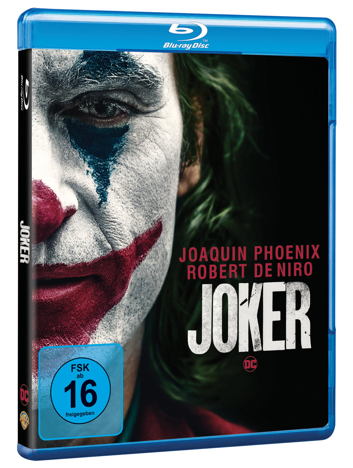 Blu-ray-Disc-Hülle mit Joker-Filmcover, mit Joaquin Phoenix.