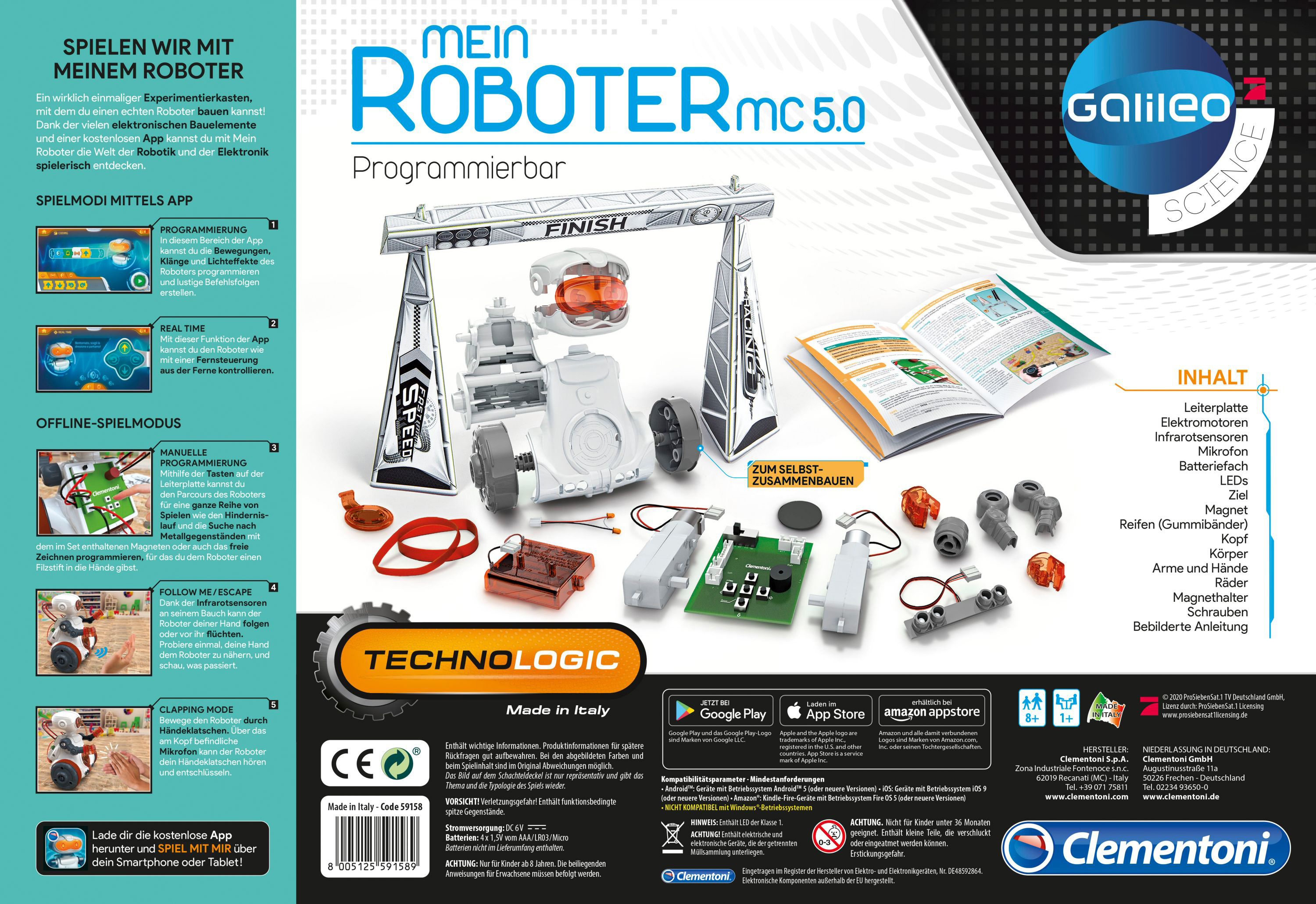 GALILEO MC Mein Lernroboter, Galileo 5 Roboter Weiß/Orange -