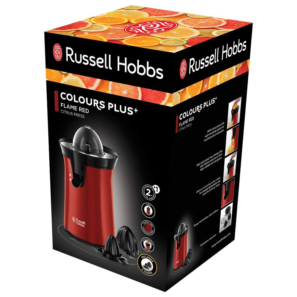 Russell Hobbs Colours Plus+ elektromos citrusprés a dobozban.