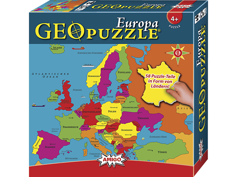 AMIGO 00380 GEOPUZZLE - Mehrfarbig EUROPA Puzzle