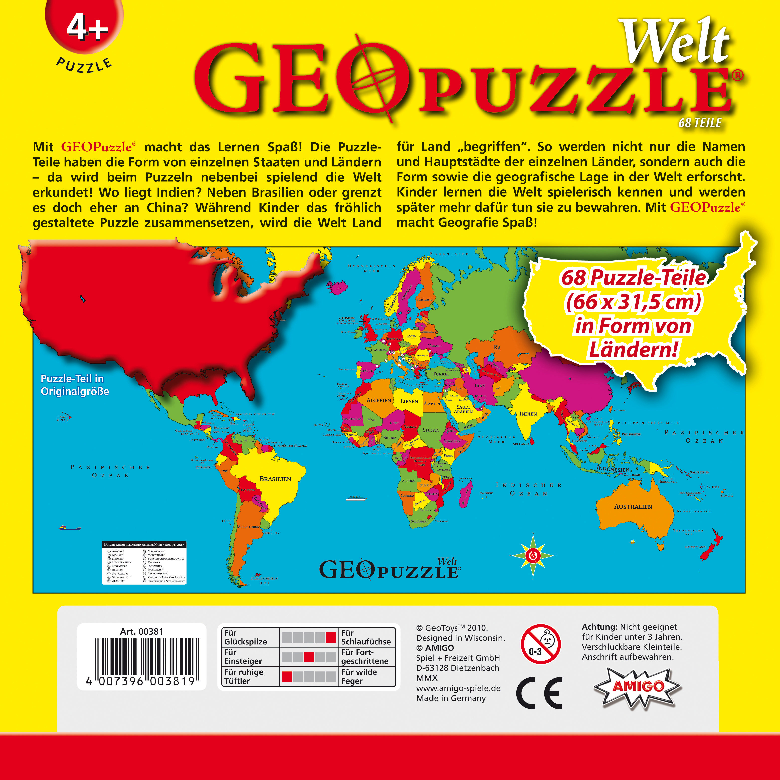AMIGO 00381 GEOPUZZLE - WELT Puzzle