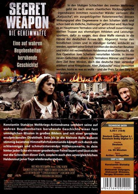 Film-DVD-Cover. Eine Frau und Soldaten in einer Kriegsszene. Text in Weiß. Dunkler Hintergrund.