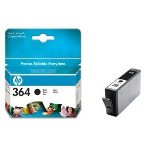 Czarny wkład atramentowy HP 364 z pasującym wkładem obok.