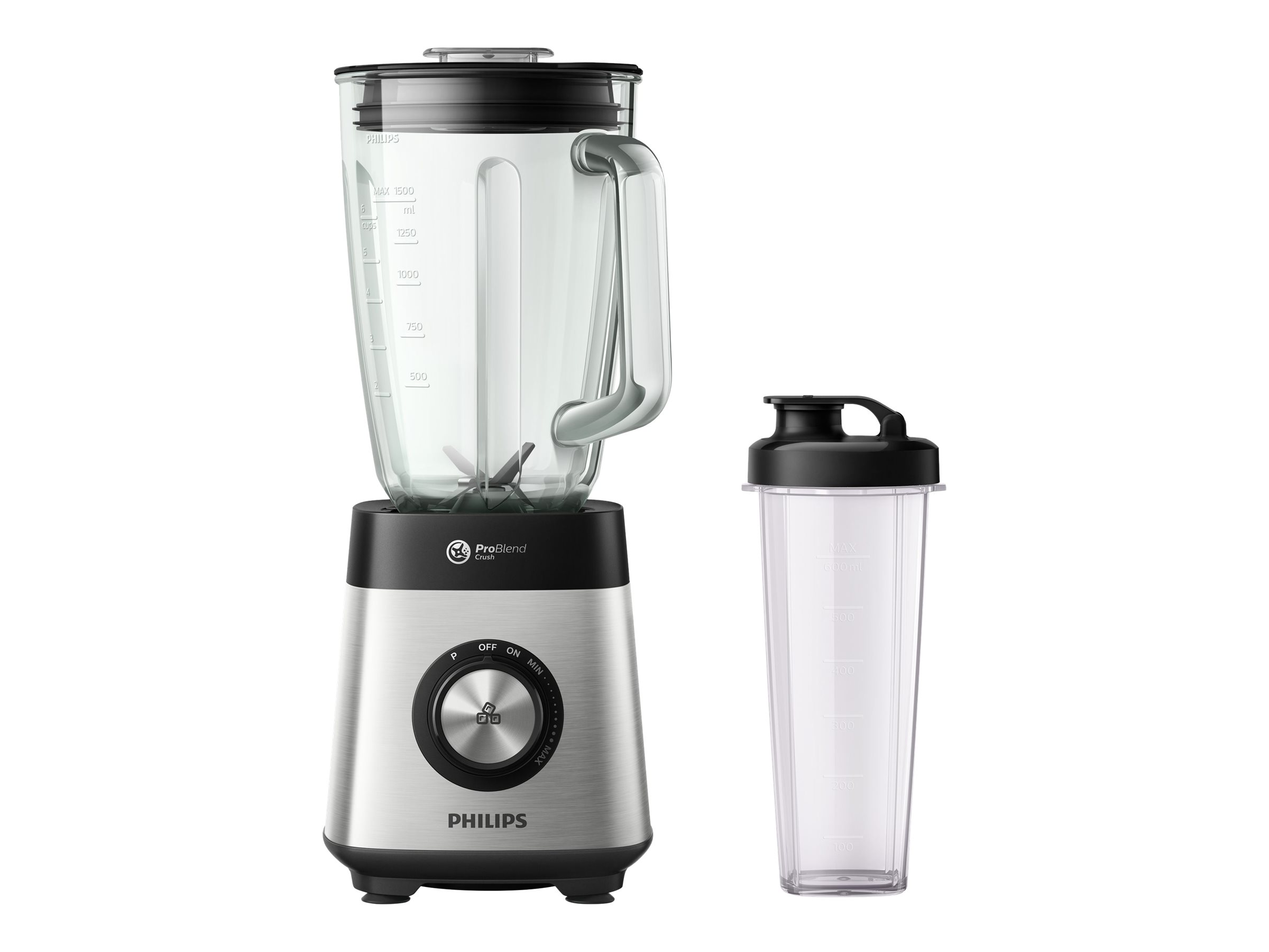 PHILIPS HR3573/90P RO BLEND TO GO, Series 5000 Standmixer (Metallic, 1000 Watt, 1.5 l)
