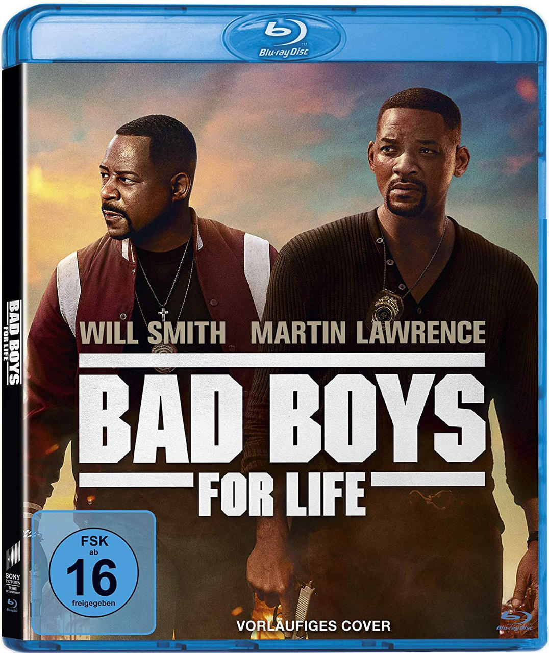 Bad Boys for Life Blu-ray Cover mit Will Smith und Martin Lawrence, mit Stadtkulisse und Filmlogo.
