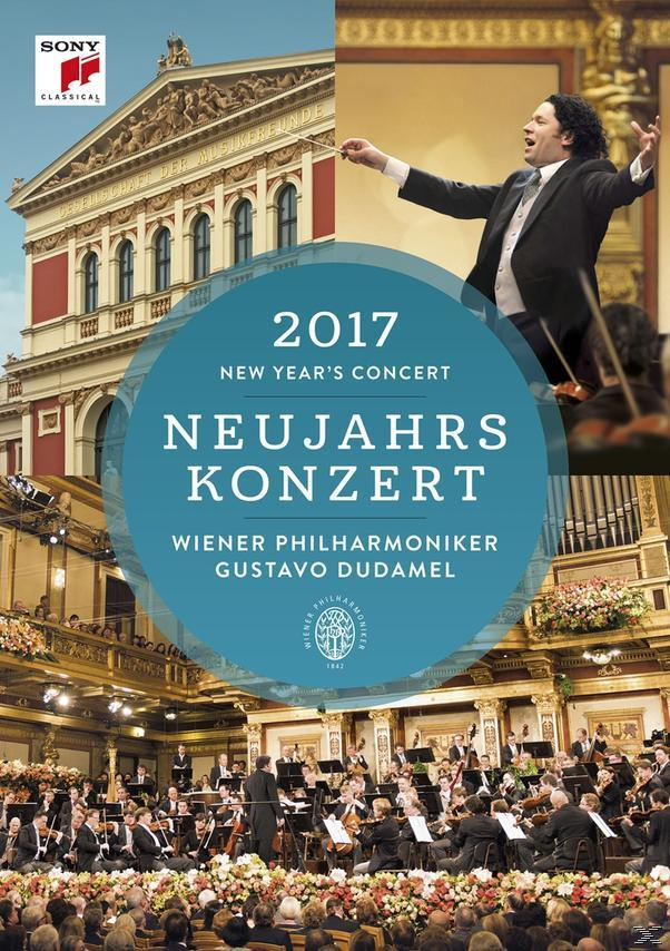 Az albumborító egy karmestert mutat, aki egy zenekart vezet. Épületek és a közönség a háttérben. Cím: 2017 Újévi Koncert.