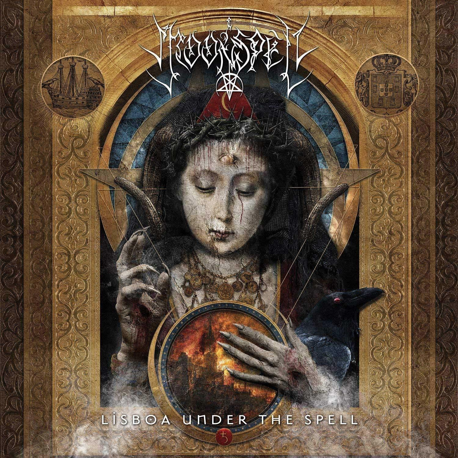 Album borító: töviskoronás nő, órát tartva, hollóval. Szöveg: Lisboa Under The Spell.