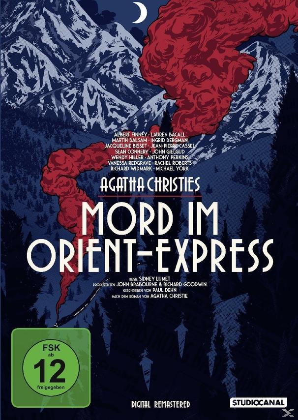 DVD-Cover: 'Mord im Orient Express'. Berglandschaft im Hintergrund. Filmtitel und Credits sind geschrieben.