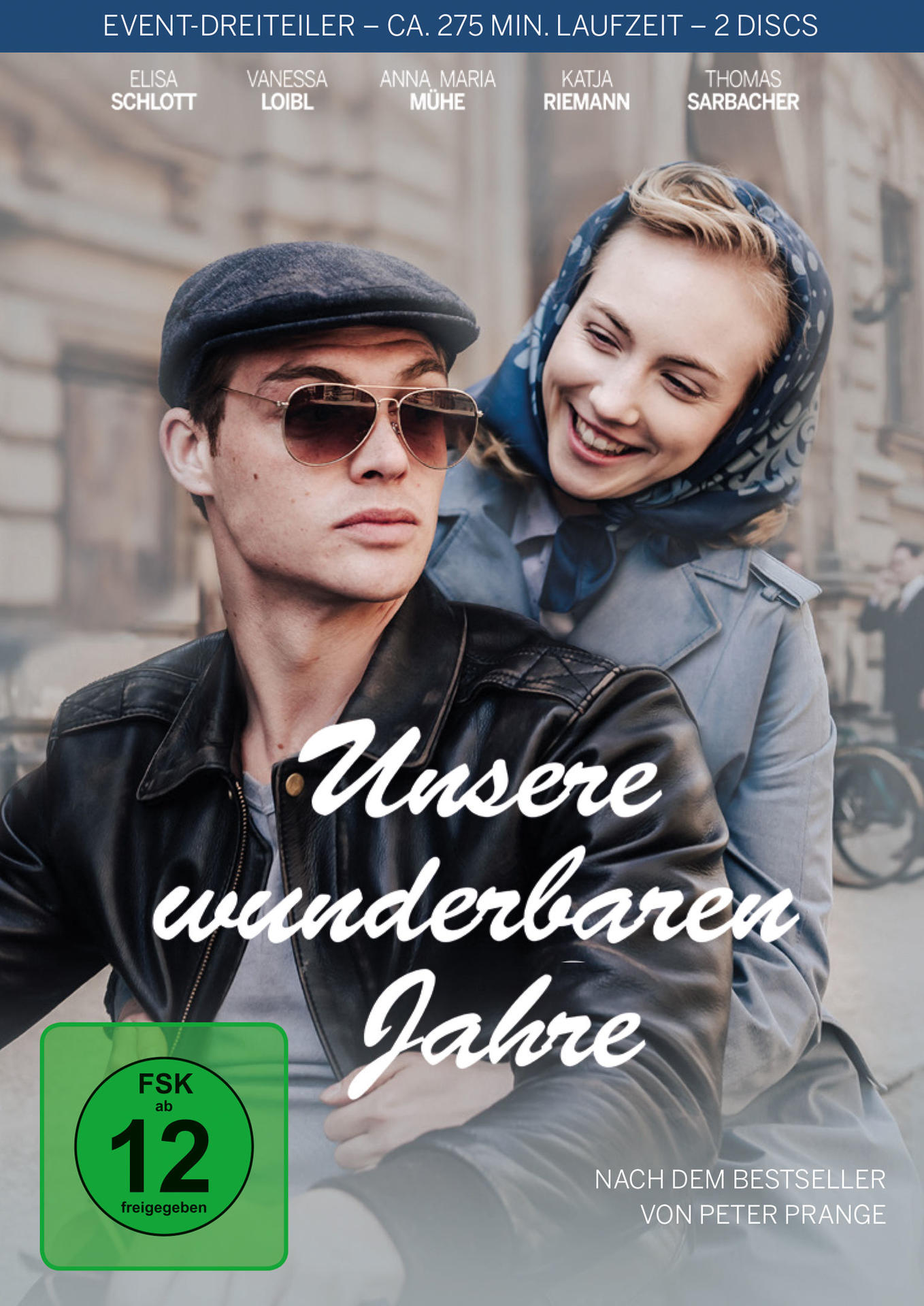 DVD-Cover, Mann und Frau, Titel 'Unsere wunderbaren Jahre' und grünes FSK-Logo.