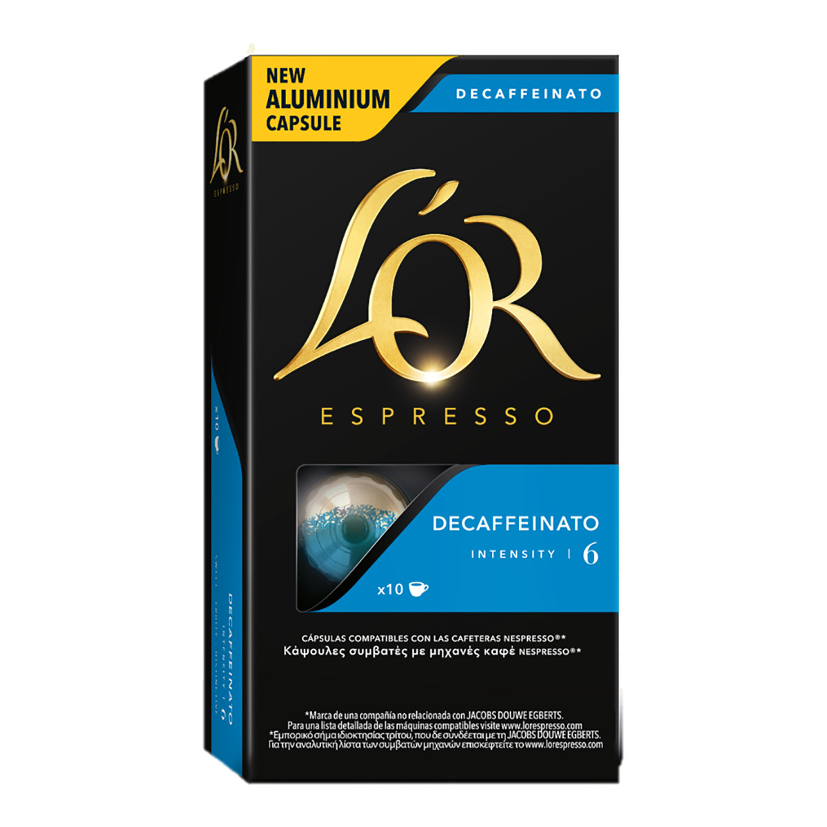 Cápsulas monodosis - L'Or Decafeinato 6, 10 cápsulas, Para Máquinas Nespresso