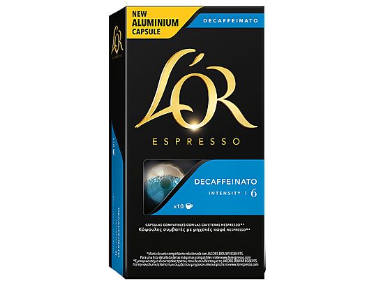 Cápsulas monodosis - L'Or Decafeinato 6, 10 cápsulas, Para Máquinas Nespresso