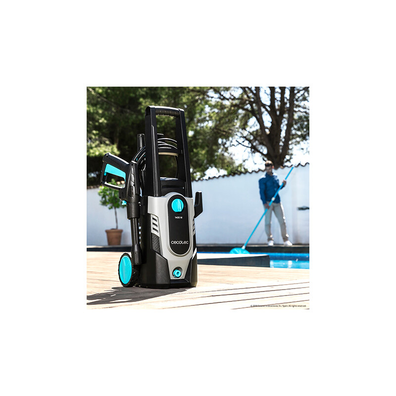 Hidrolimpiadora - Cecotec HidroBoost 1400 EasyMove, 1400 W, Radio acción 11 m, 104 bares, Negro