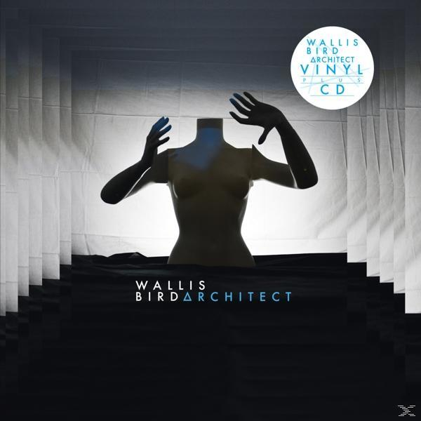 Albumcover mit einer kopflosen Schaufensterpuppe mit ausgestreckten Armen und weißem Hintergrund mit dunklen Schatten.