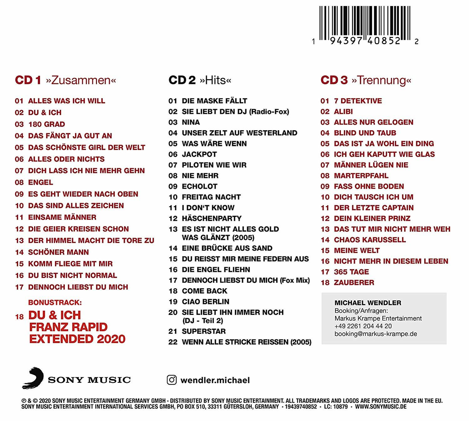 CD mit drei Discs und einer Titelliste. Enthält den Extended 2020 Bonus Track.