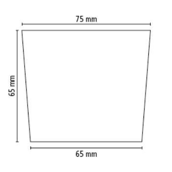 Diagramm einer trapezförmigen Form mit Maßen in Millimetern.