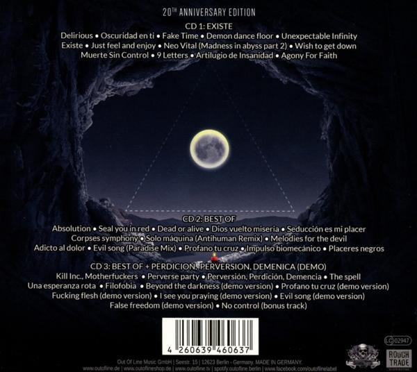 Rückseite eines Albums mit Mond und Text.