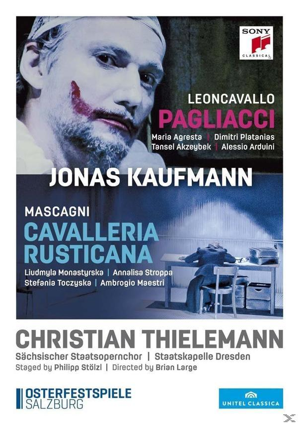 Operaplakát Jonas Kaufmann képével, mint Pagliacci és Cavalleria Rusticana.