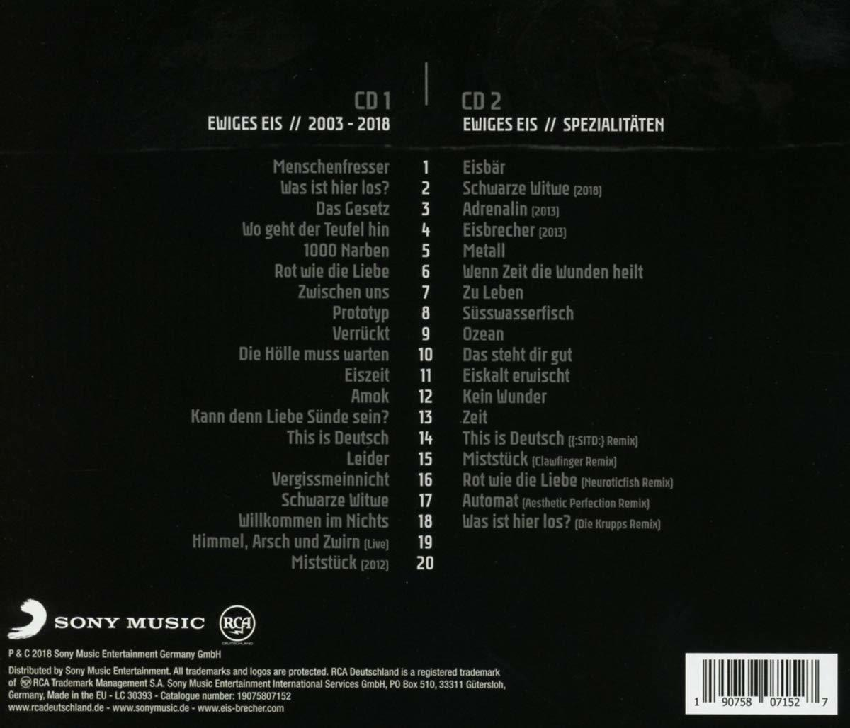 CD-Cover. Titelliste auf Deutsch. Schwarz-weißes Design, Text auf weißem Hintergrund.