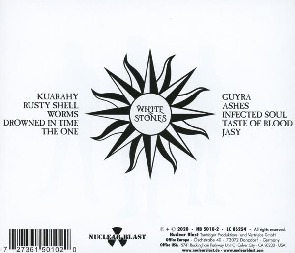 Albumcover mit einem schwarz-weißen Stern. Text enthält Bandnamen, Songtitel und Nuclear Blast Logo.