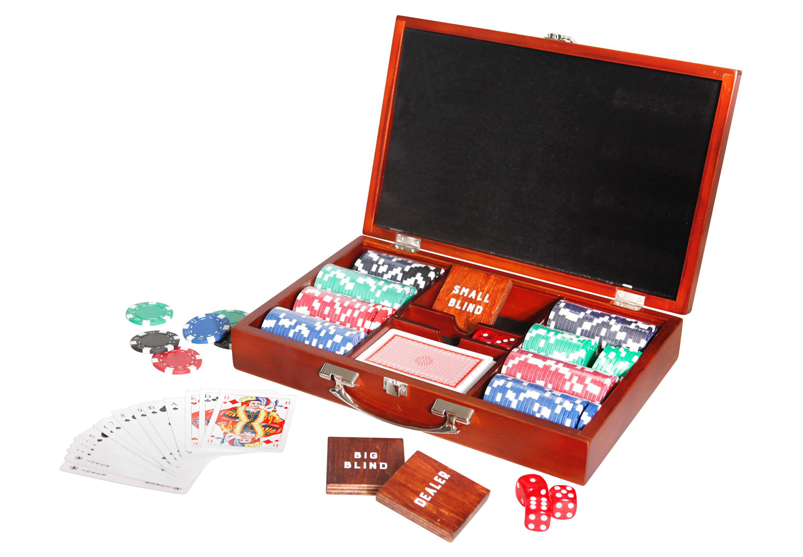 4TUNE CASINO トランプ 赤 青 セット48個48個 NATURAL GAMES NG Pokerset in Holzkoffer mit 200 Chips Kartenspiel