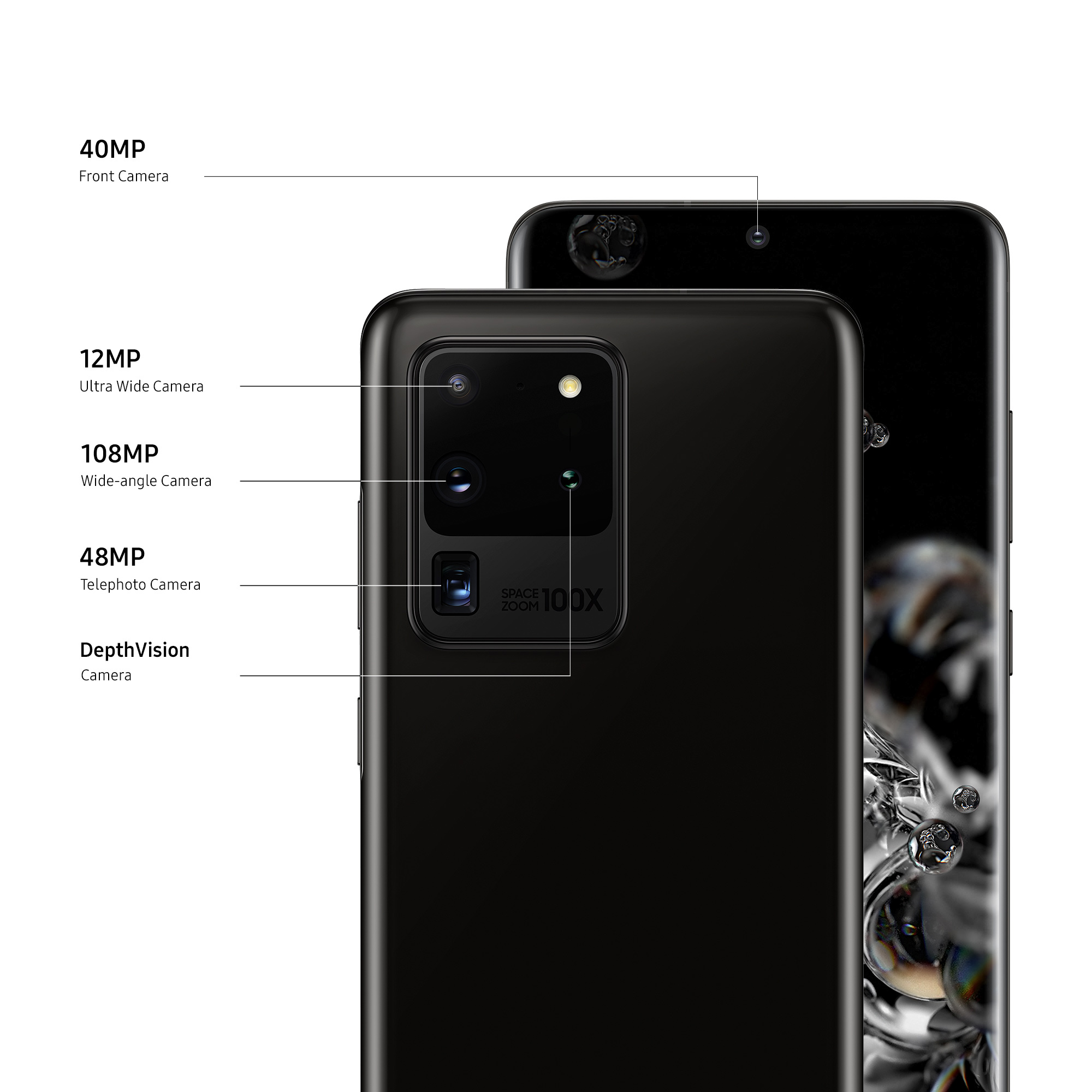 Móvil - Samsung Galaxy S20 Ultra 5G, Negro, 128 GB, 12 GB RAM, 6.9" AMOLED 120Hz, Exynos 990, 5000 mAh