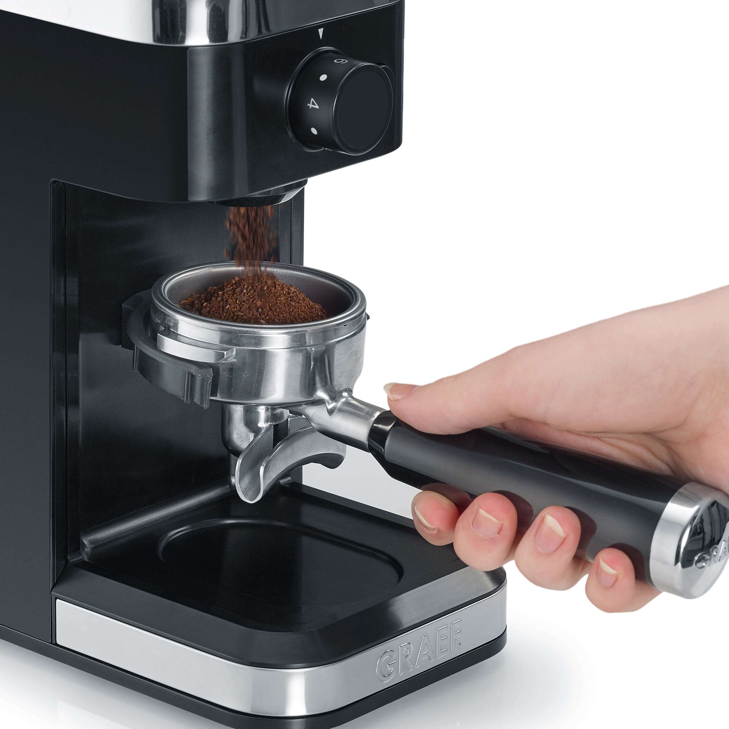 GRAEF CM 502 Kaffeemühle Schwarz 135 Watt, Edelstahl-Kegelmahlwerk