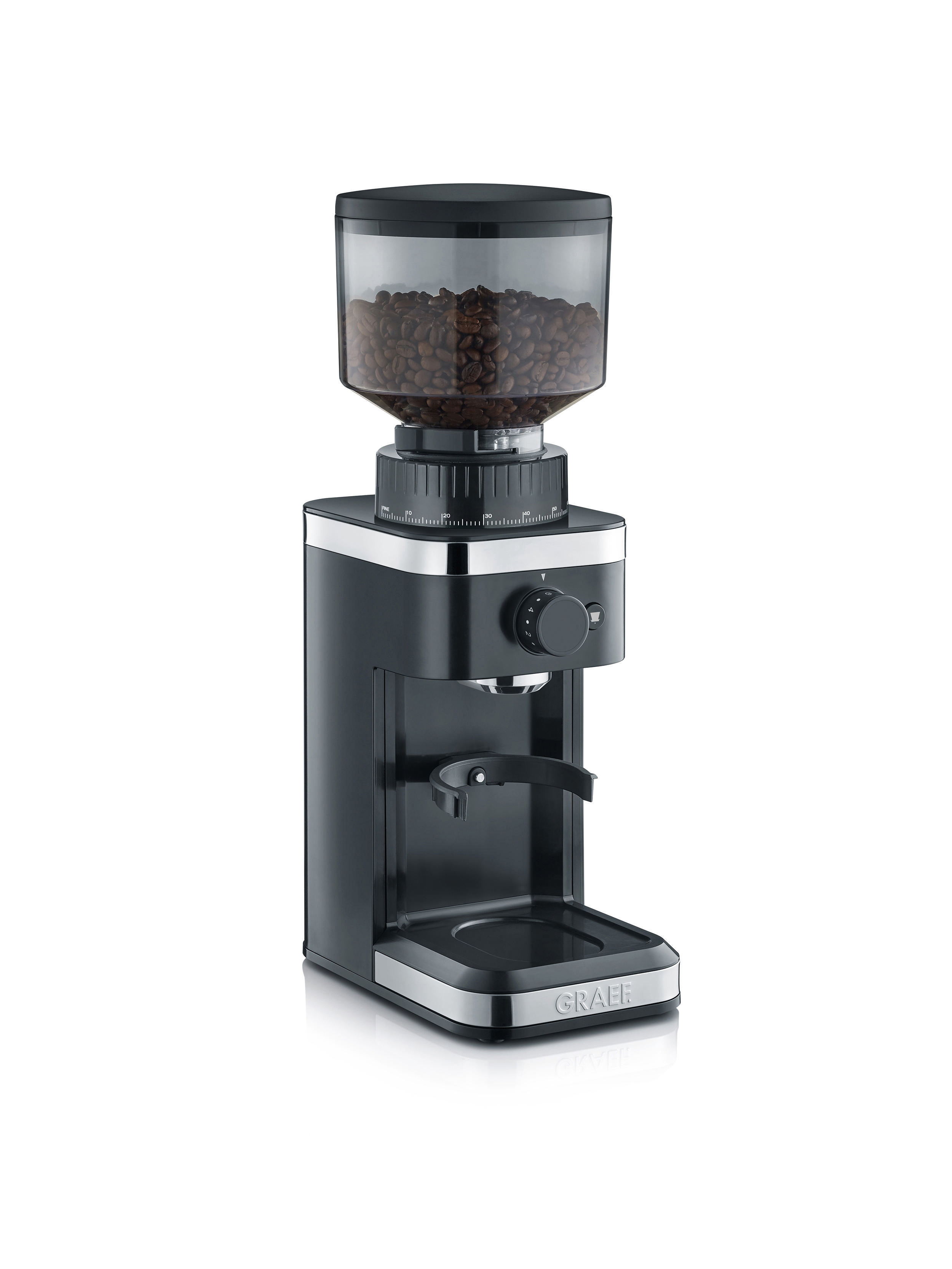 GRAEF CM 502 Kaffeemühle Schwarz 135 Watt, Edelstahl-Kegelmahlwerk