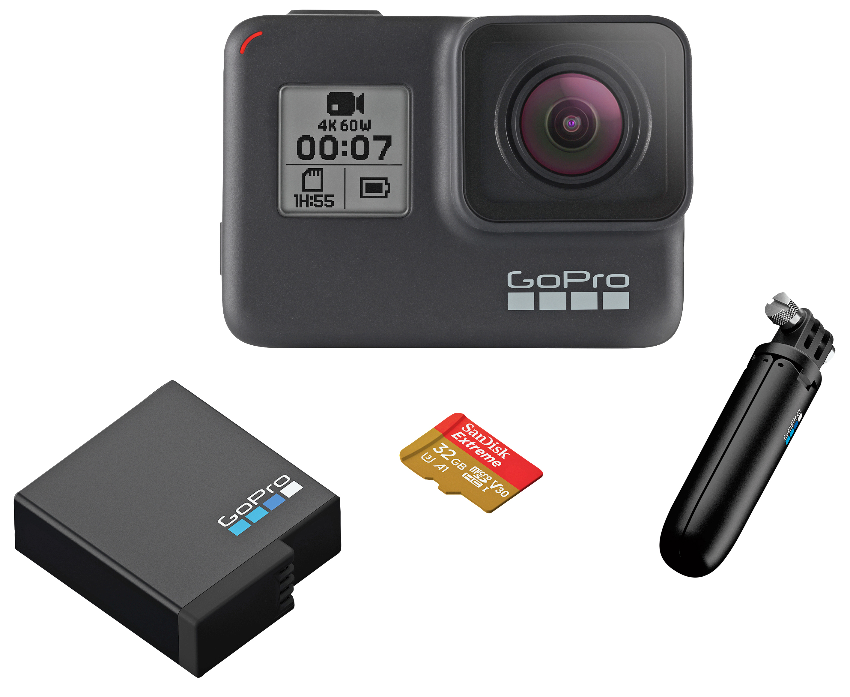 GOPRO HERO7 Black Holiday Bundle Action Cam , WLAN, Touchscreen
