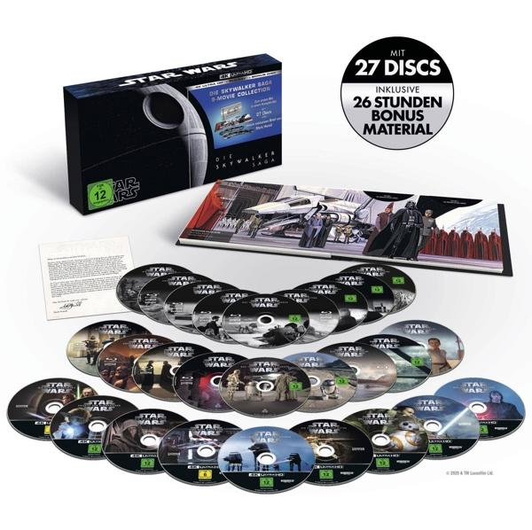 Star Wars Blu-ray-Box-Set mit 27 Discs. Enthält Bonusmaterial und verschiedene Filmcover.