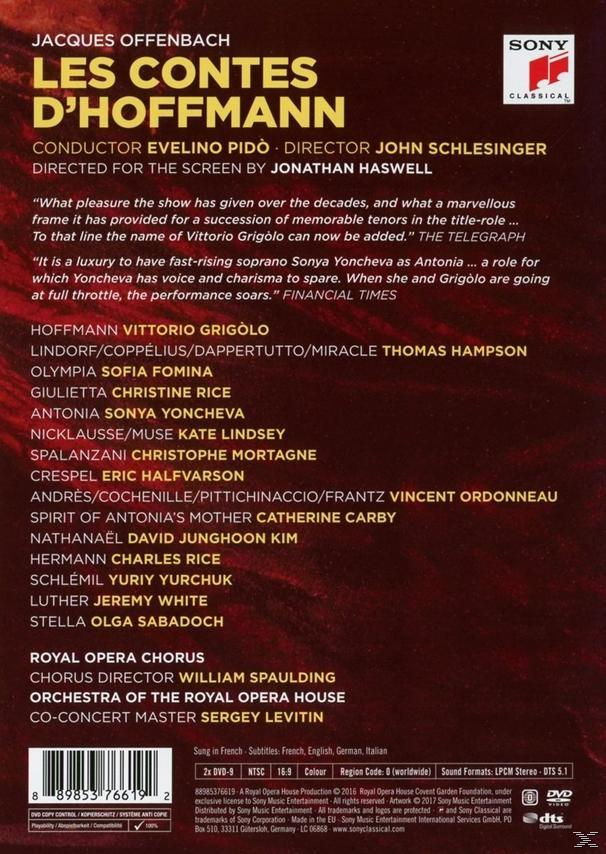 DVD borító francia és német nyelvű szöveggel, valamint szöveggel a Les Contes D'Hoffmann produkciójáról.