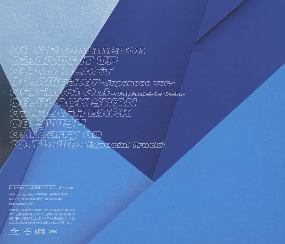 Liste des titres de l'album avec du texte sur fond bleu et gris.