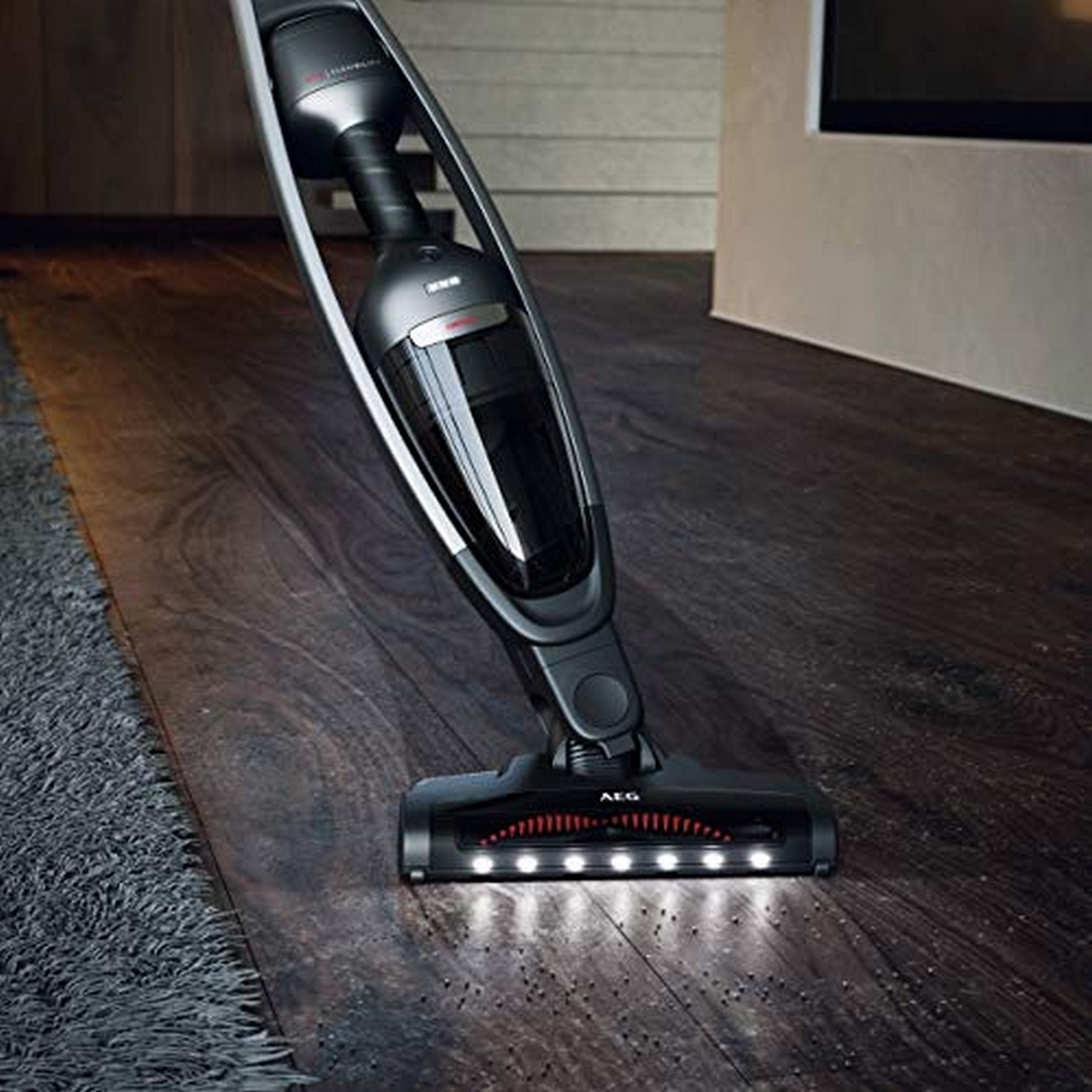 Aspirador escoba - AEG QX9-1-ANIM, 25.2 V, Inalámbrico, Autonomía 55 min, 76 dB, 2 Velocidades, LED, Gris