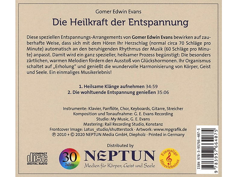 Thumbnail - Gomer Edwin Evans - Die Heilkraft Der Entspannung (CD)