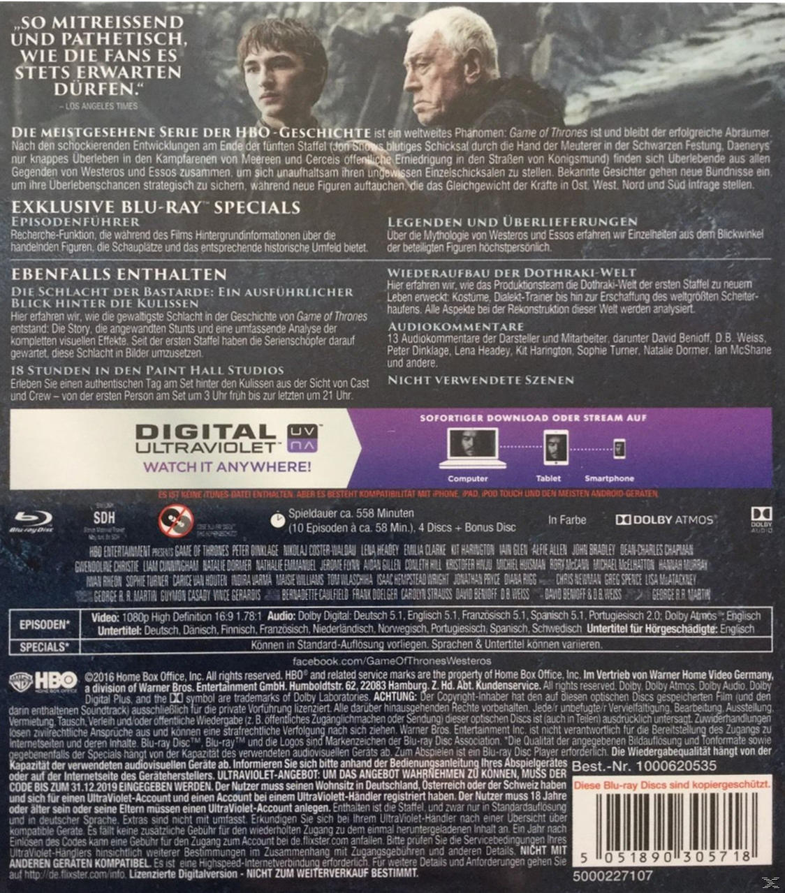 Game of Thrones: Staffel 6 - Exklusive Edition mit Figur + Bonus-Disc (5 Discs) Blu-ray
