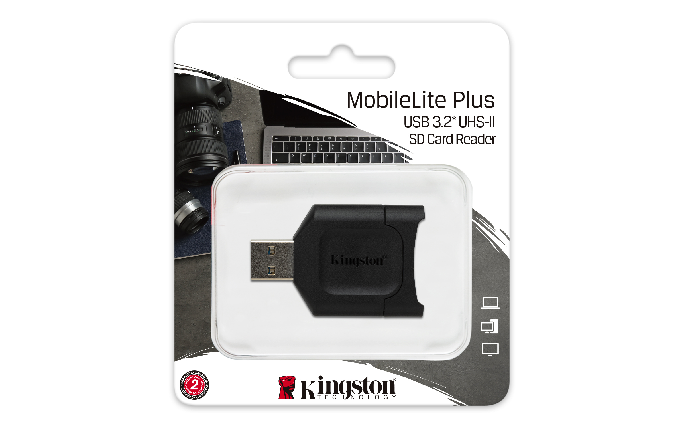 Ein schwarzer USB 3.2 UHS-II SD-Kartenleser.
