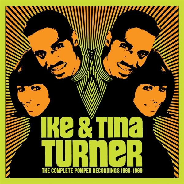 Albumhoes: Ike & Tina Turner, met herhalende gezichten en tekst in een geel en groen ontwerp.