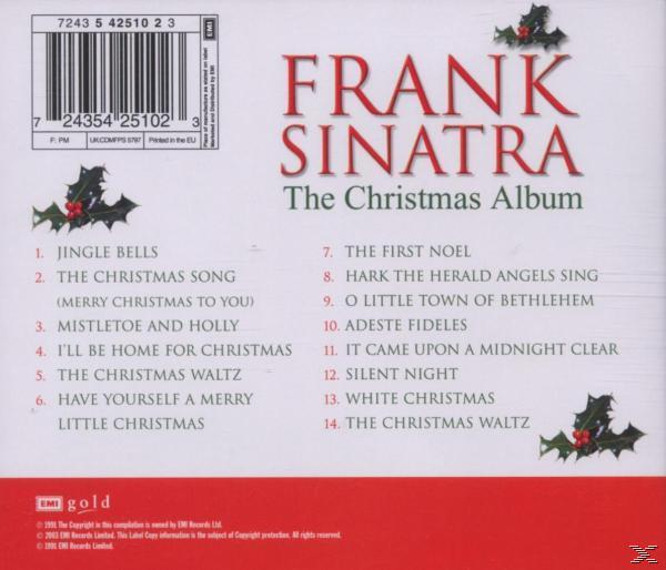 Frank Sinatra karácsonyi albumának CD-borítója, számlistával és ünnepi magyal díszekkel.