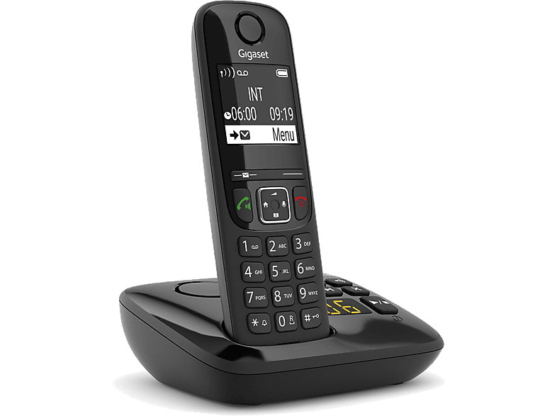Gigaset Schnurlostelefon AS690A mit Anrufbeantworter, schwarz (S30852-H2836-C101)