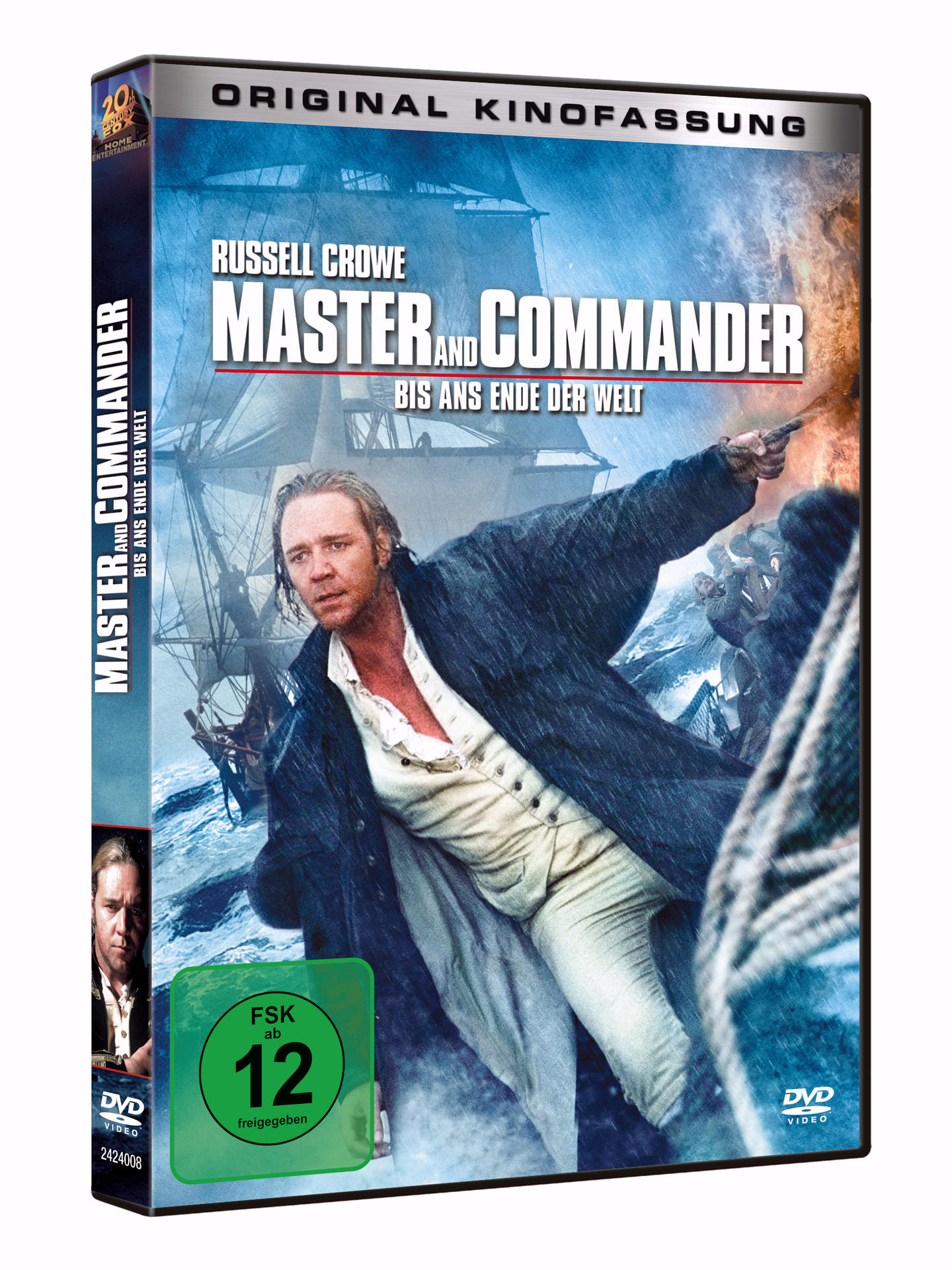 DVD-Cover für 'Master and Commander'. Russell Crowe, Schiff, Actionszene.