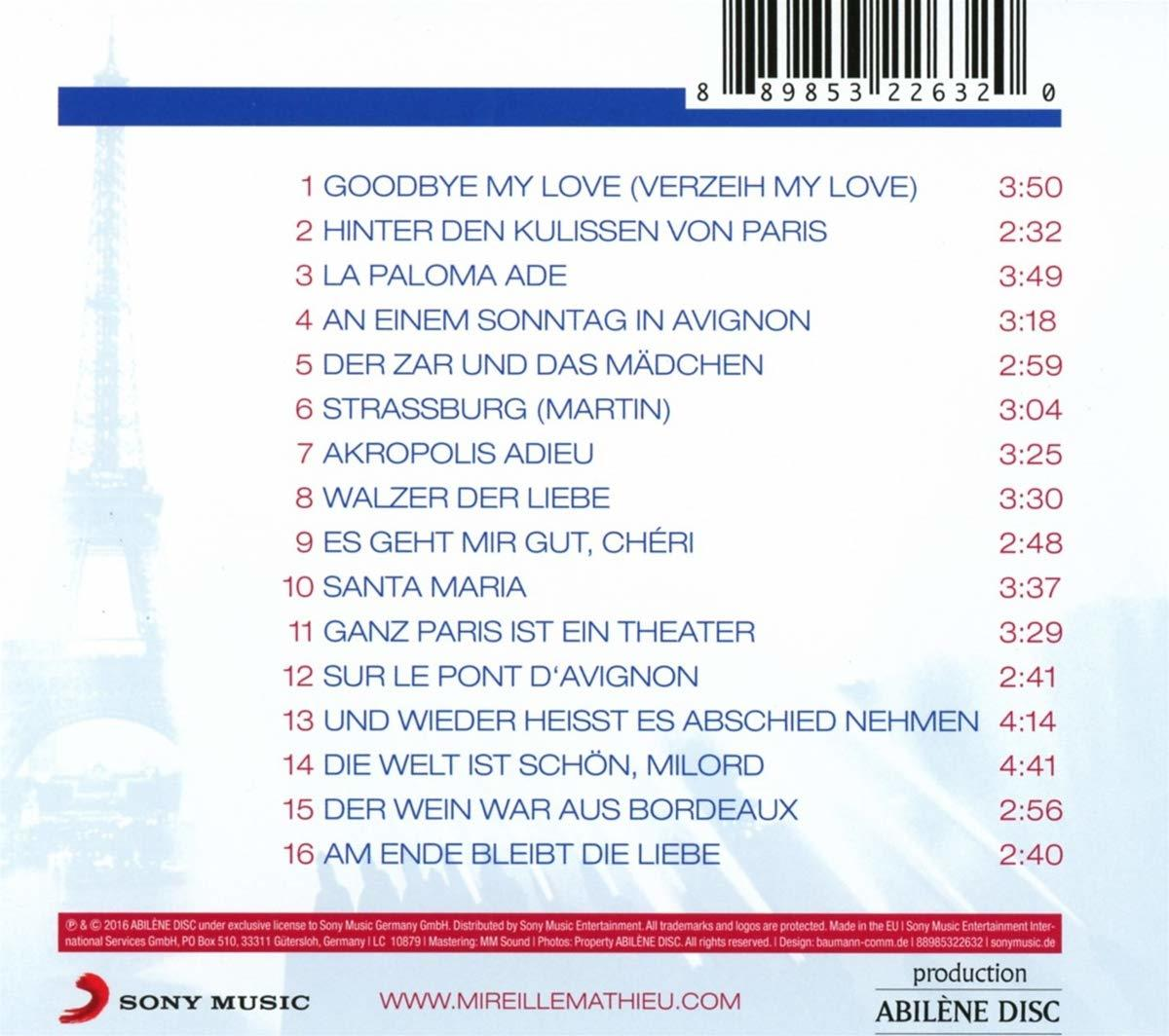 Eine CD-Rückseite mit Text in mehreren Sprachen und dem Eiffelturm.