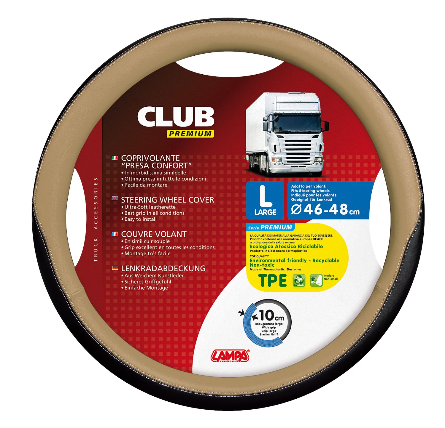 LAMPA Club kormányvédő, 46-48 cm, fekete-bézs