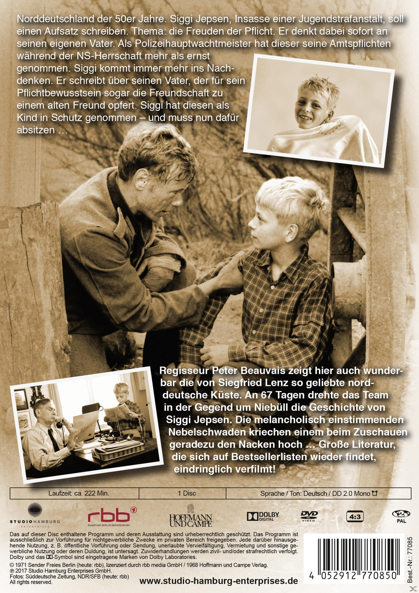 Filmposter mit Mann und Junge. Text auf Deutsch.