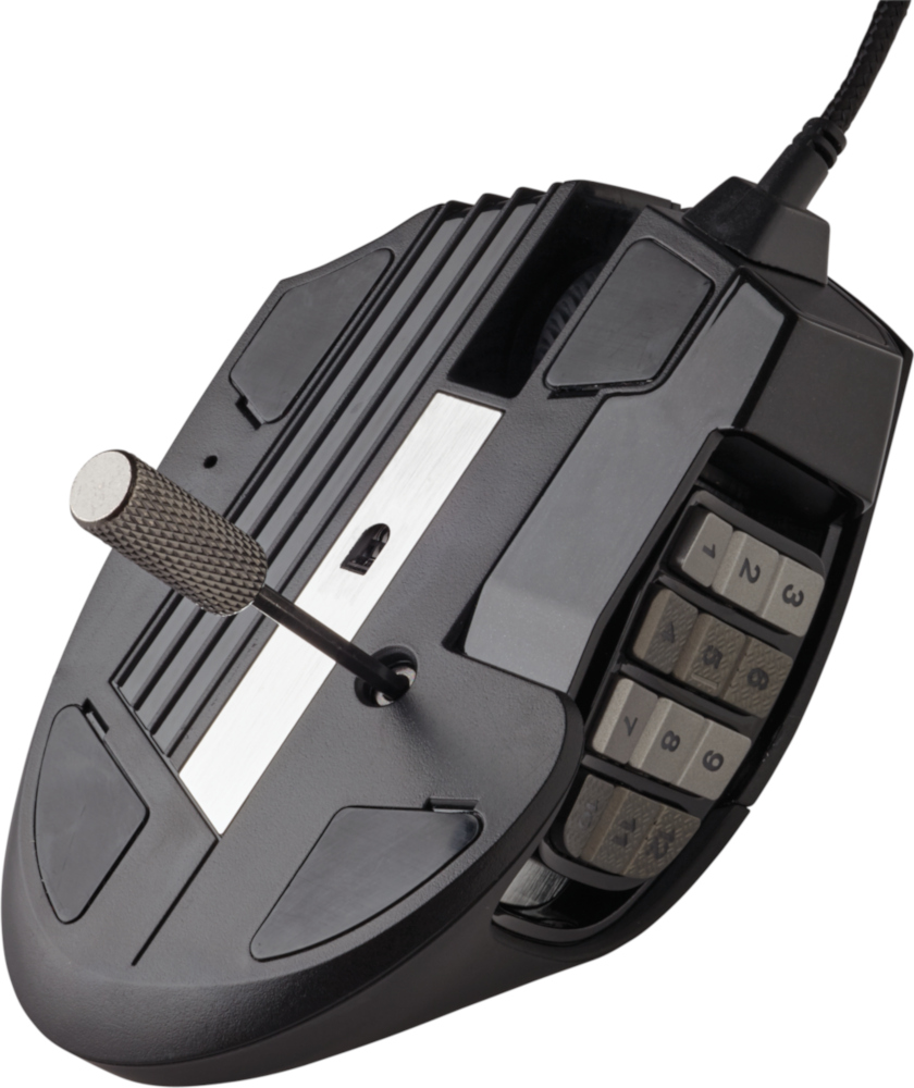 Gaming mouse with customizable buttons.